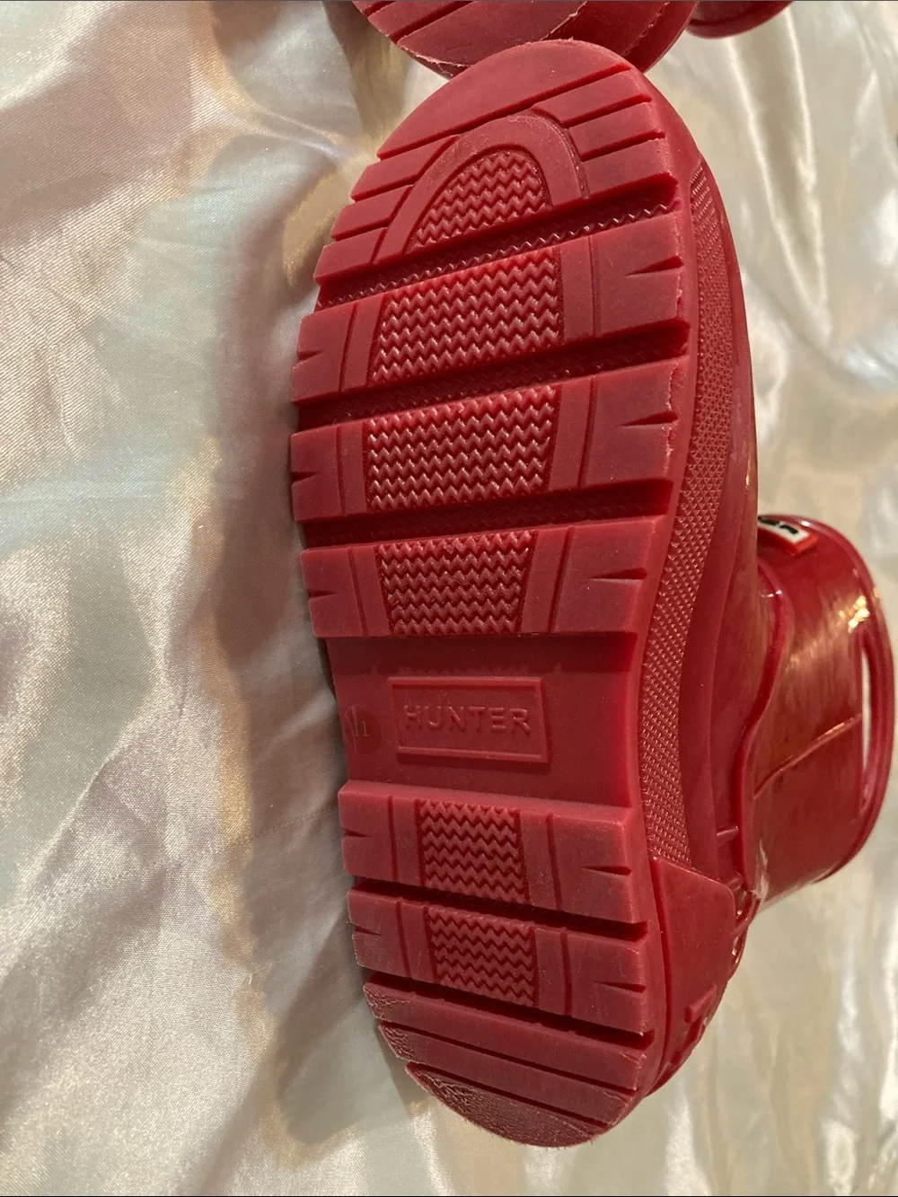 Hunter Kids Red Waterproof Rain Boots with Pull Handles